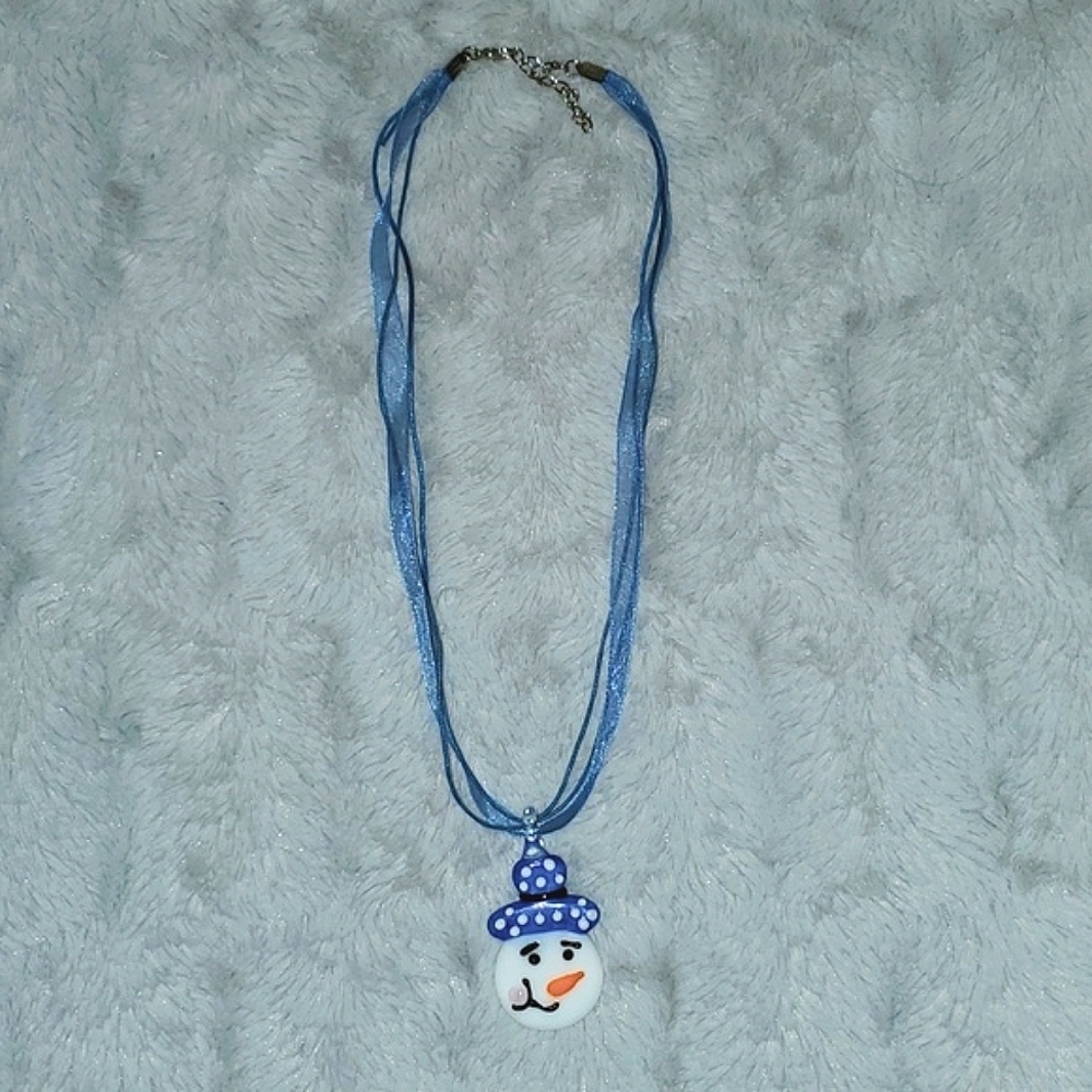 Art Glass Snowman Necklace